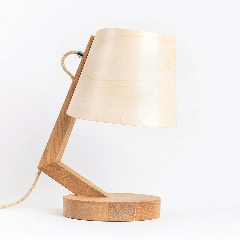 Holz Tischlampe mit Schirm Zylindrisch 1