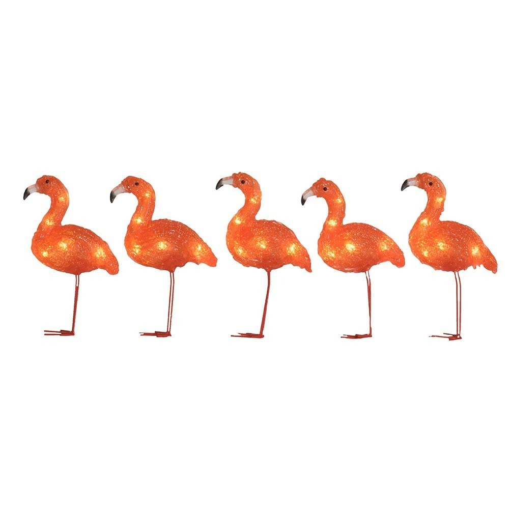 LED Acryl Flamingos 5er-Set 40 bernsteinfarbene Dioden IP44 zoom thumbnail 3