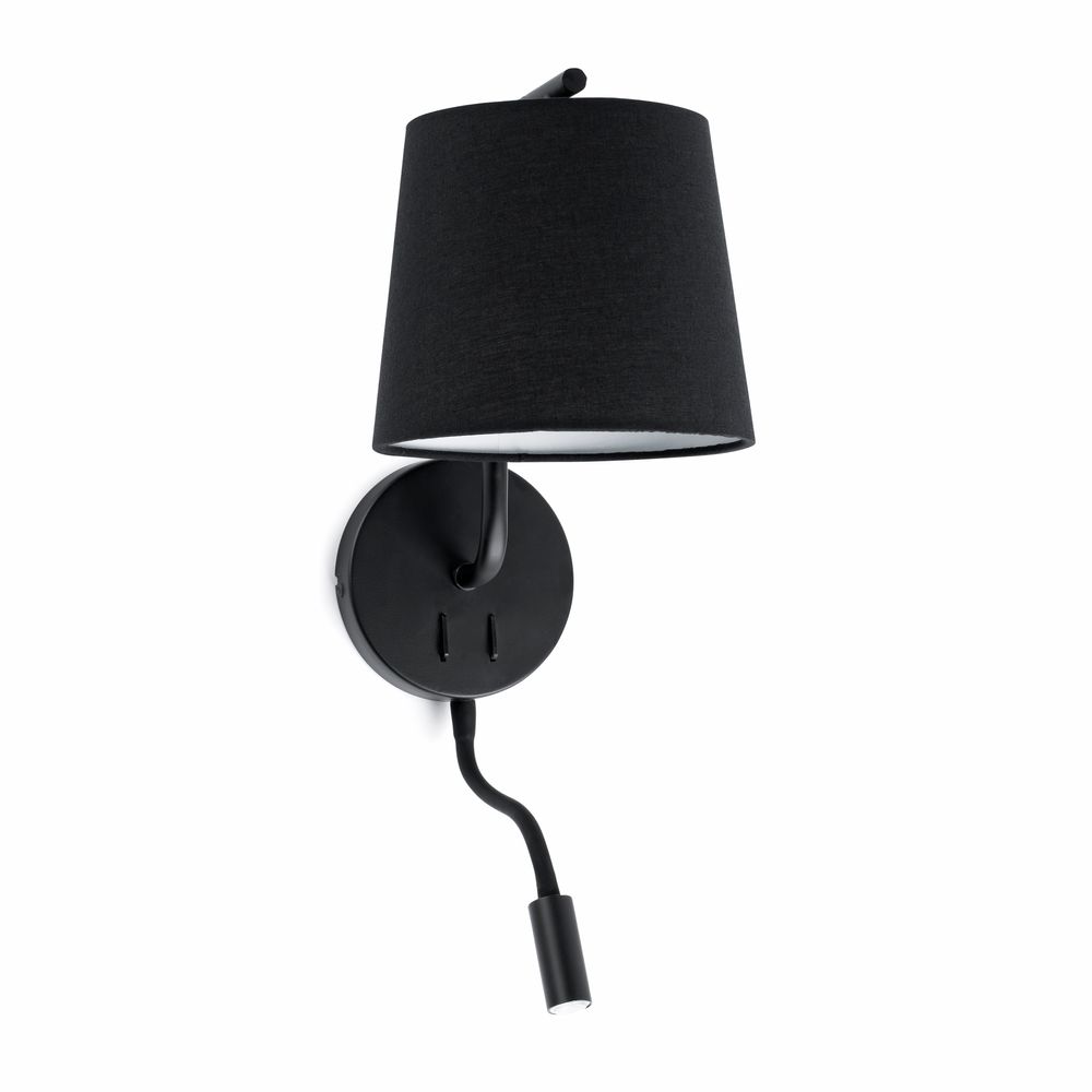 S.Luce Wandlampe BERNI mit LED-Leselicht Schwarz