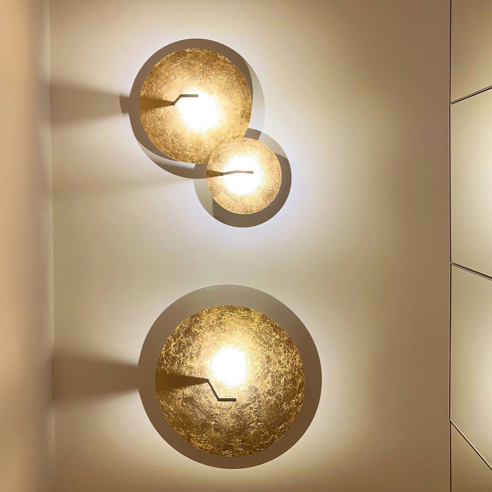 s.luce Hook LED Wand- Ø » Blattgold, 30cm und Deckenlampe