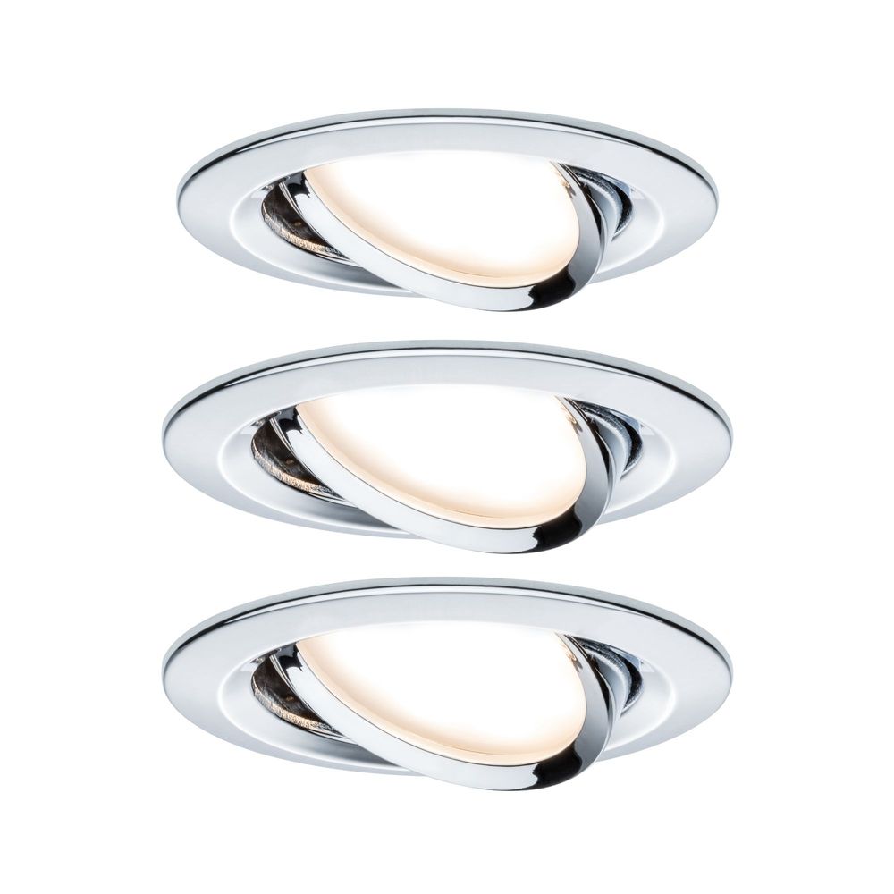 S.Luce 3er-Set Einbauleuchte LED Nova rund Chrom