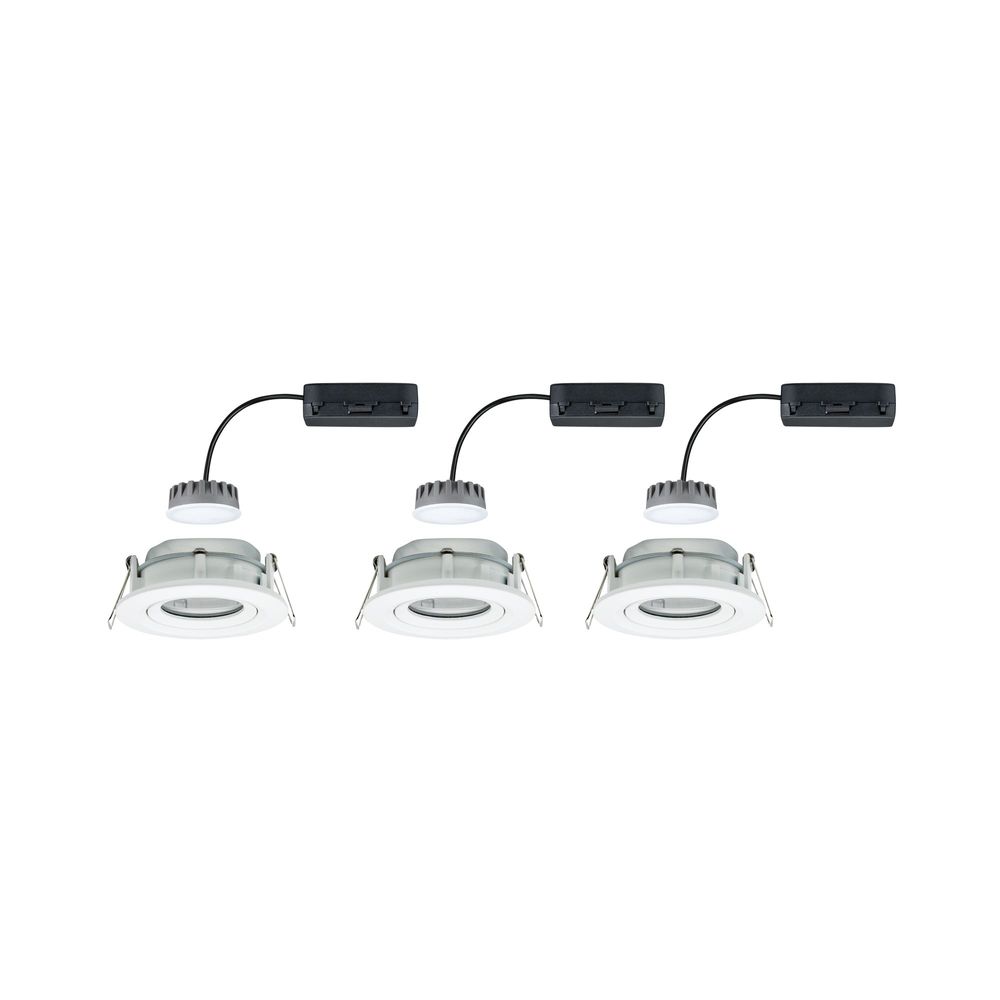 S.Luce 3er-Set LED Einbaustrahler Nova Plus Coin Dimmbar IP65 2700K Weiß