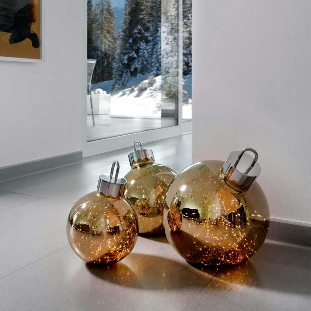 Weihnachtskugel Ornament 30cm Goldfarben mit Lichteffekt
                                        
