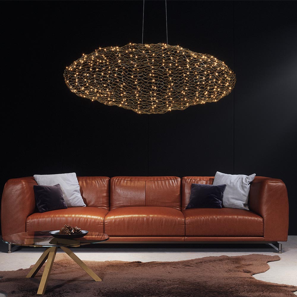 S.Luce LED-Hängeleuchte Hayden XL 115cm Goldfarben