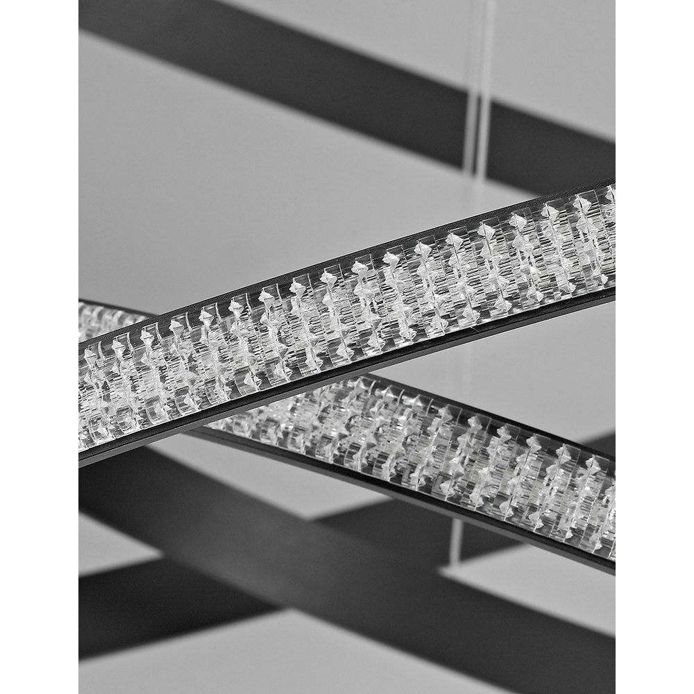 Nova Luce Nager LED Lampe à suspendre 3 anneaux noir thumbnail 3