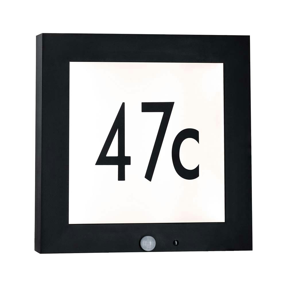 LED Hausnummer Außen-Panel 30x30cm IP44 Bewegungsmelder Anthrazit 2
                                                                        