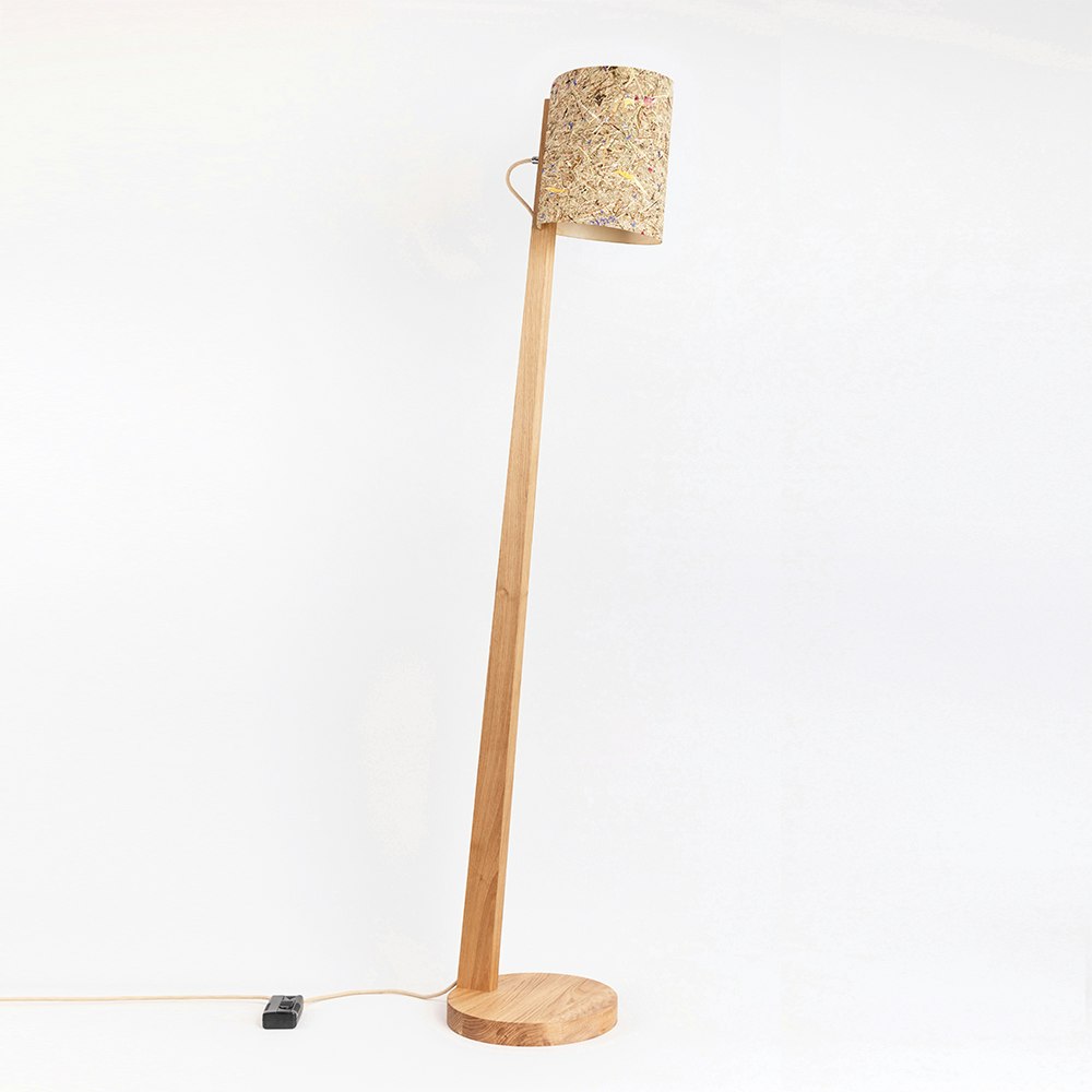 Holz Stehlampe mit Schirm Zylindrisch 167cm thumbnail 2