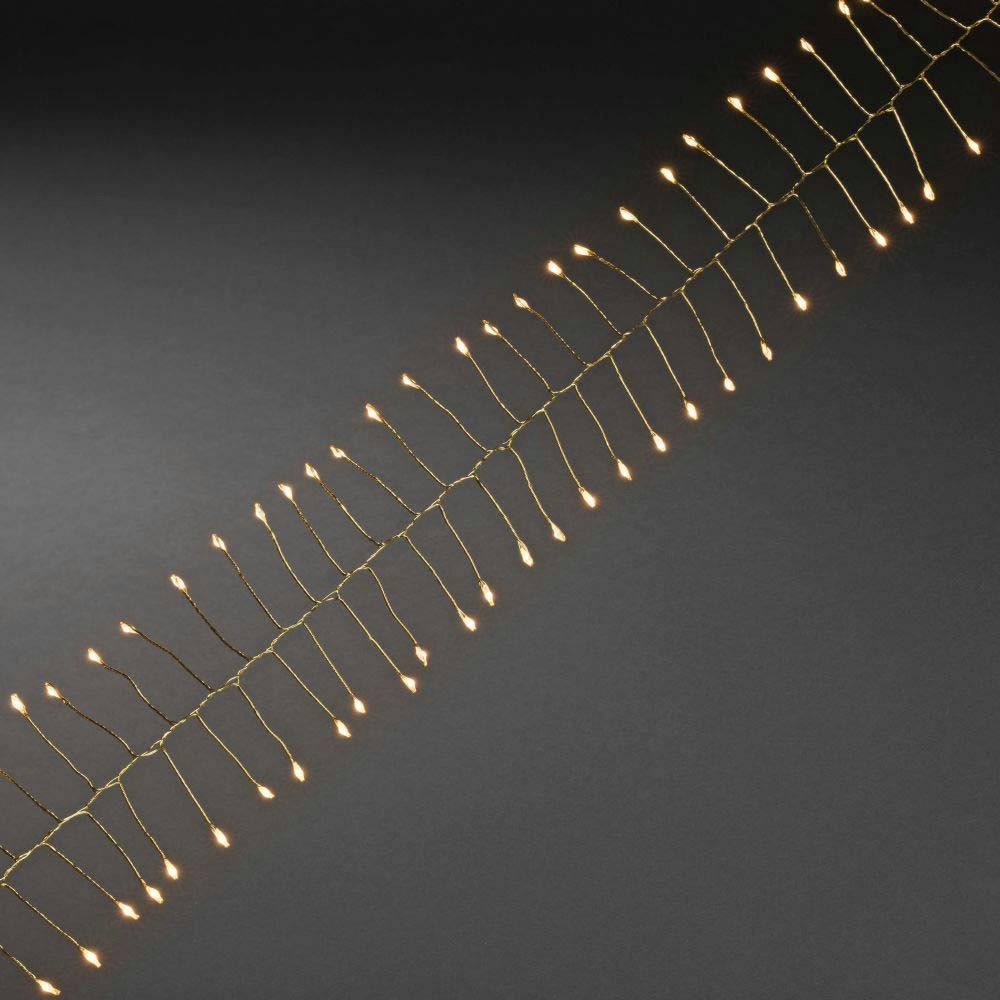 7m Micro LED Lichterkette Firecracker 200 bernsteinfarbene Dioden goldfarbener Draht thumbnail 1