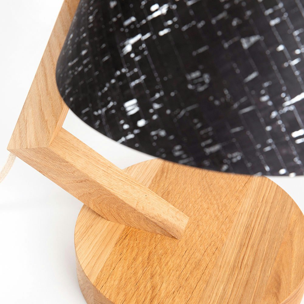 Holz Tischlampe mit Schirm Zylindrisch zoom thumbnail 5
