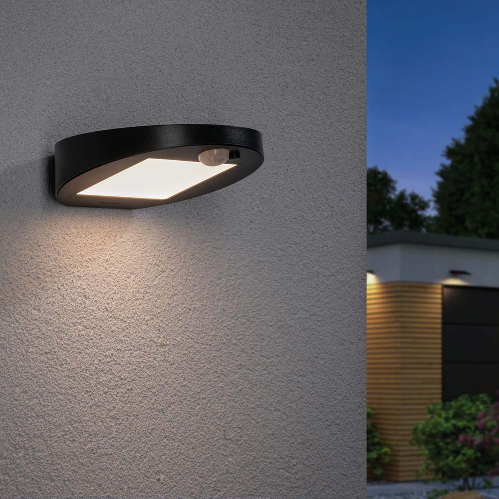 S.Luce LED Solar Wandleuchte Ryse mit Sensor IP44 3000K Anthrazit