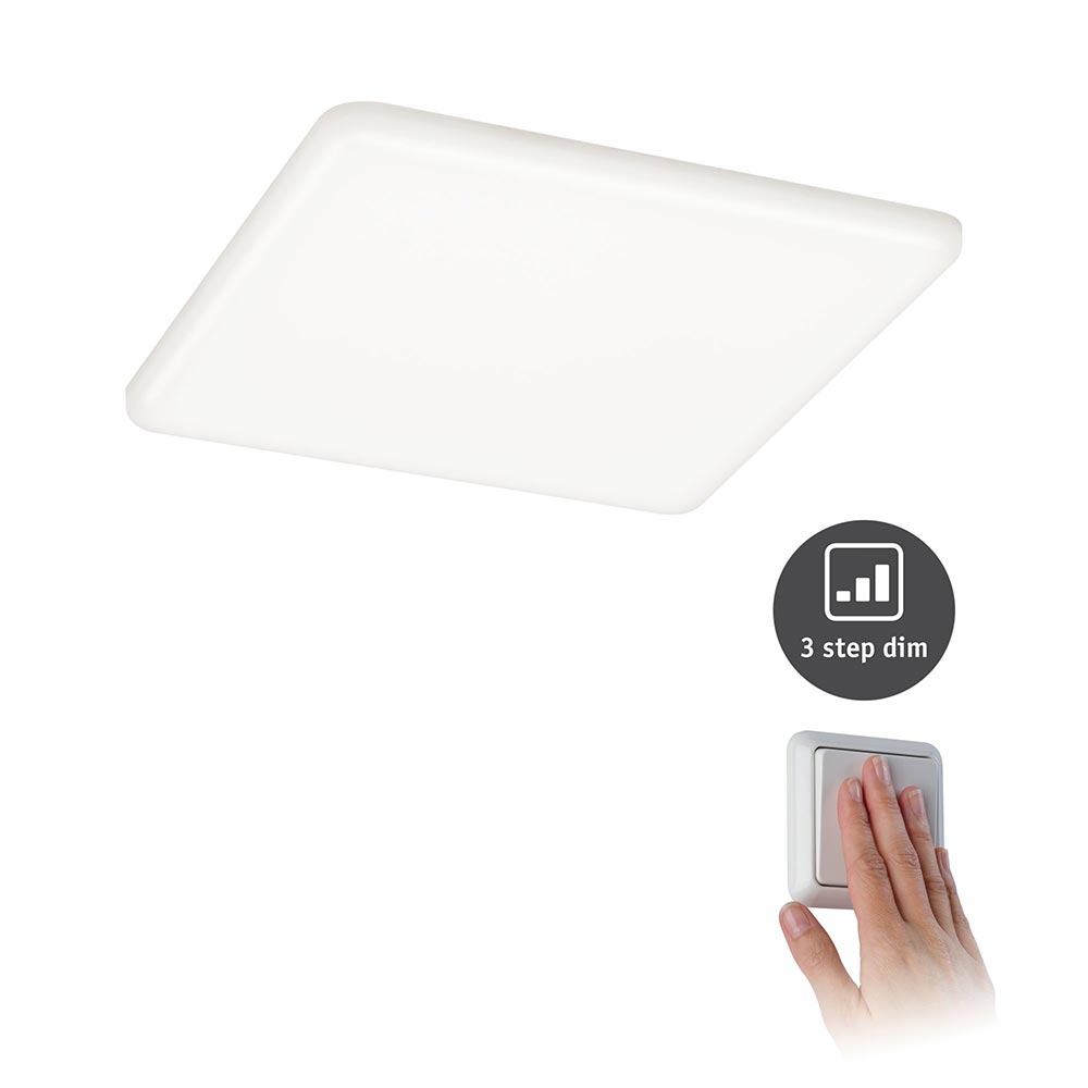 S.Luce VariFit Veluna LED Einbaupanel mit 3-Stufen-Dimmer Eckig Satiniert