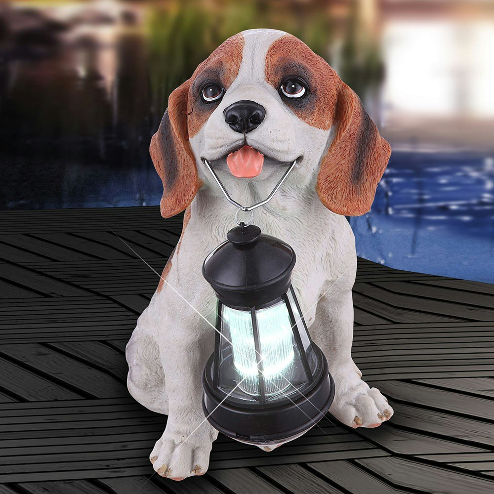 LED Solar Hund mit Laterne 26cm thumbnail 1