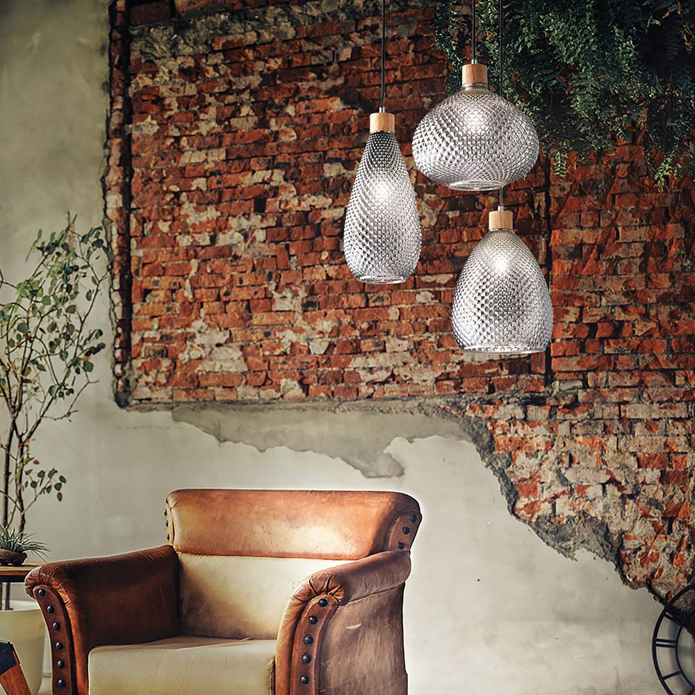 S.Luce Ideal Lux Bergen Glas Pendellampe