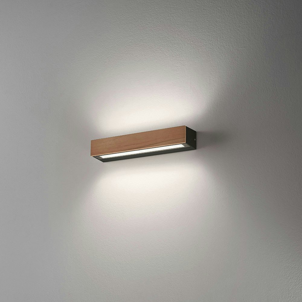 Fabas Luce Hazel LED Außen-Wandlampe aus Teakholz IP65 
