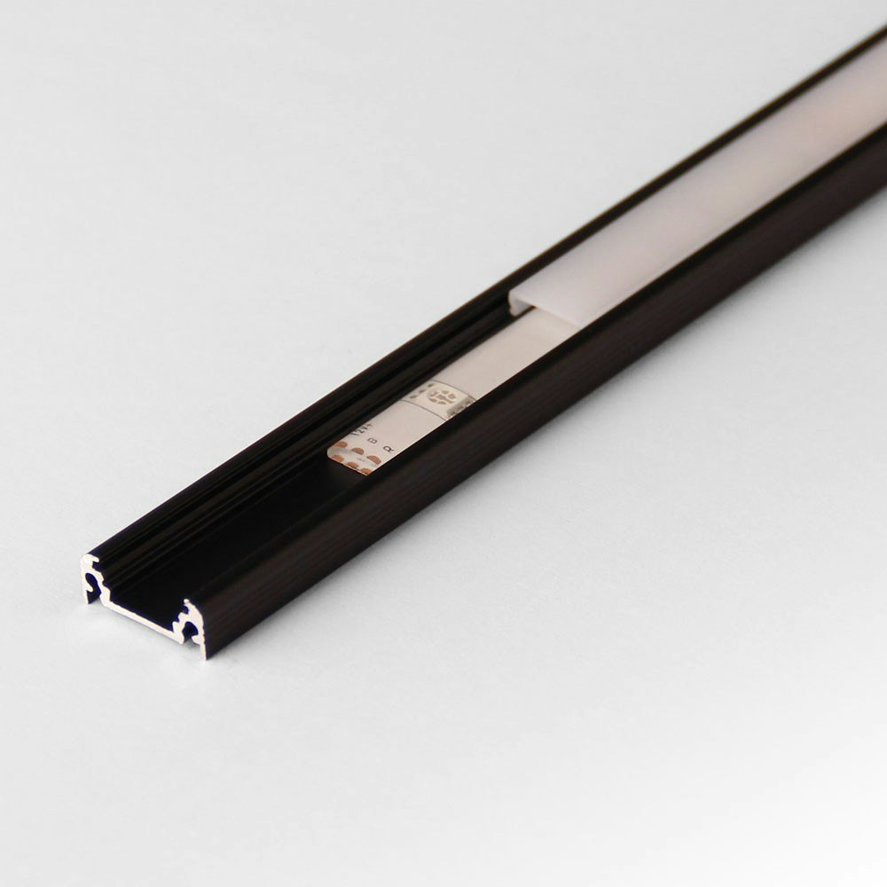Aufbauprofil flach 200cm Schwarz ohne Abdeckung für LED-Strips thumbnail 2