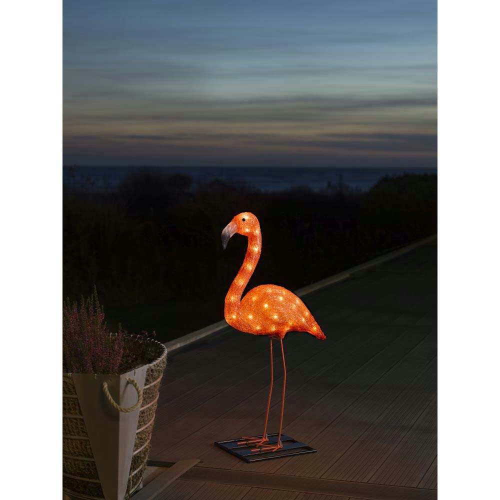 LED Acryl Flamingo klein 48 bernsteinfarbene Dioden IP44
                                        