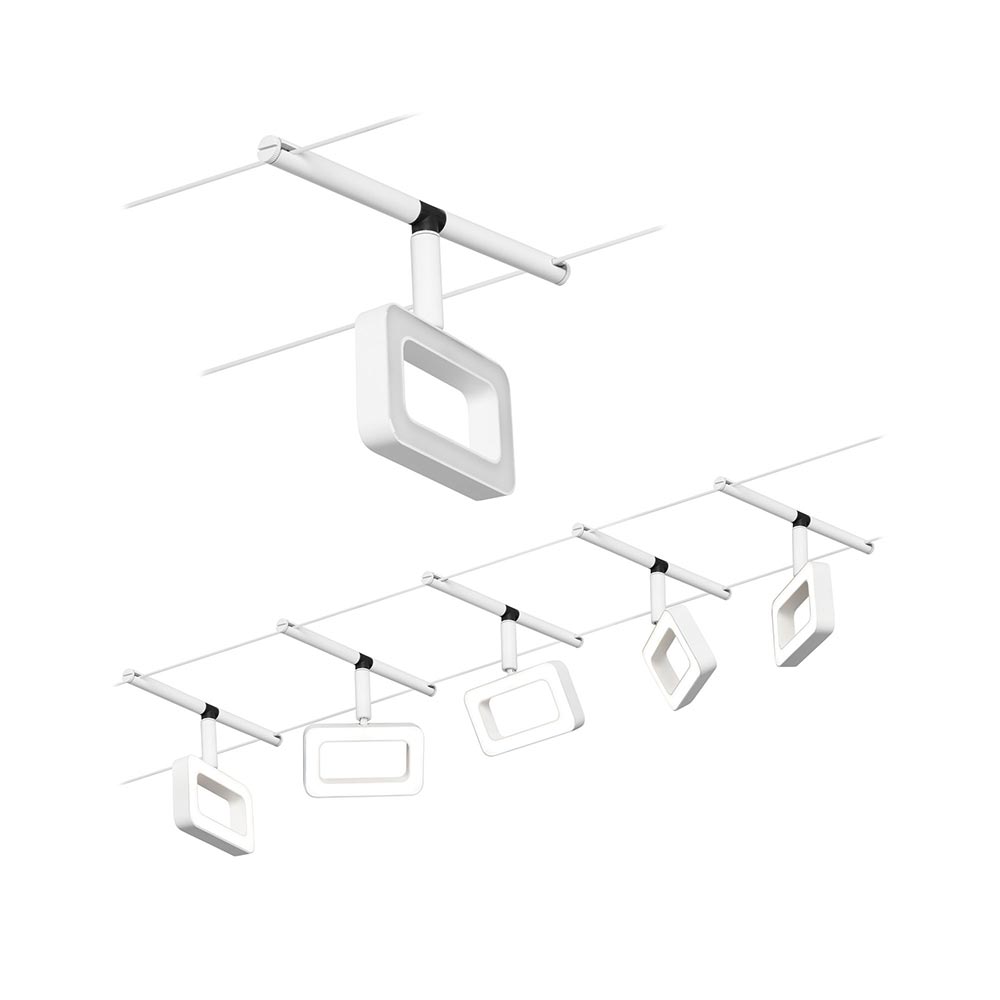 S.Luce CorDuo LED Seilsystem Frame Basis-Set Weiß-Matt, Chrom