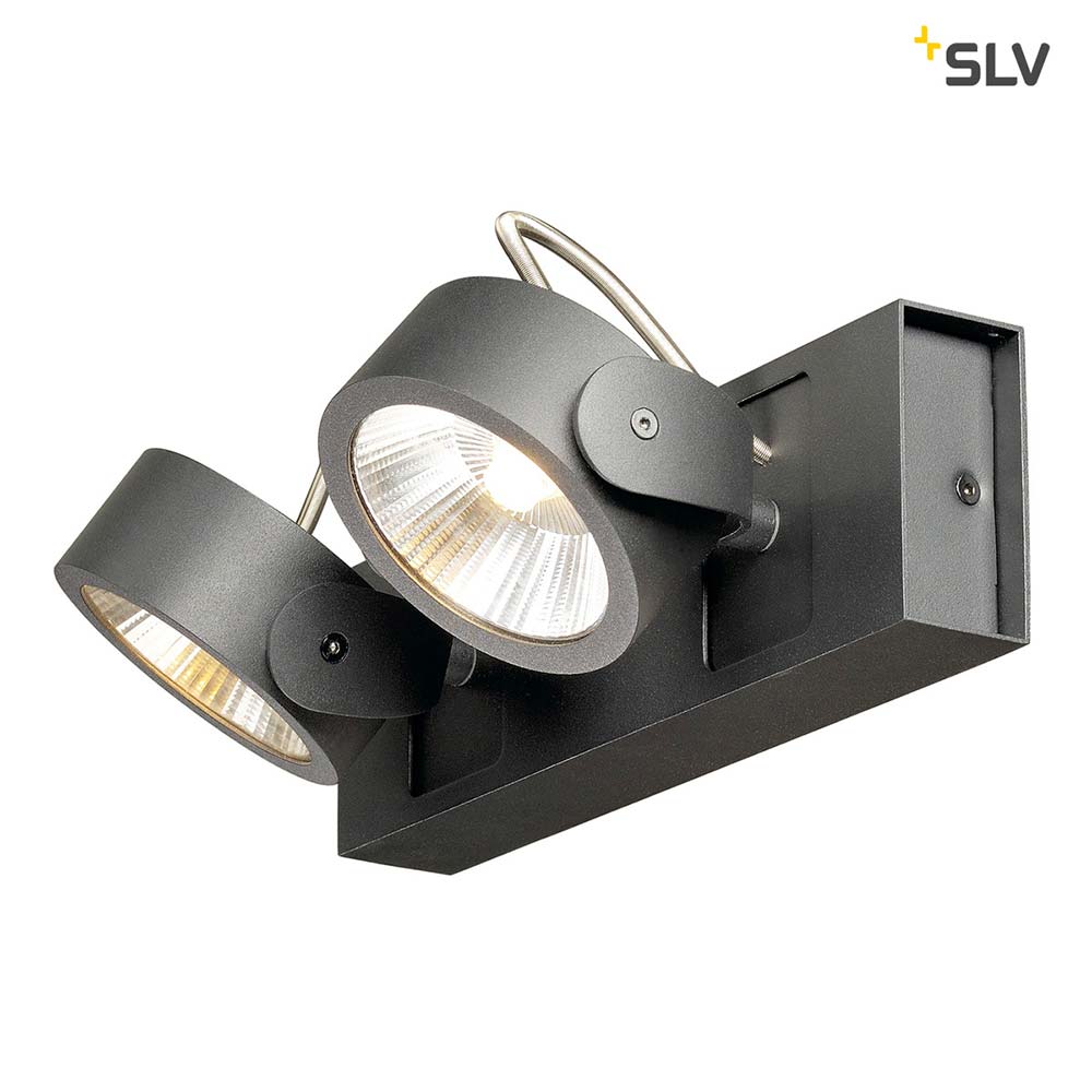 S.Luce SLV Kalu LED 2 Wand- & Deckenleuchte Schwarz 3000K