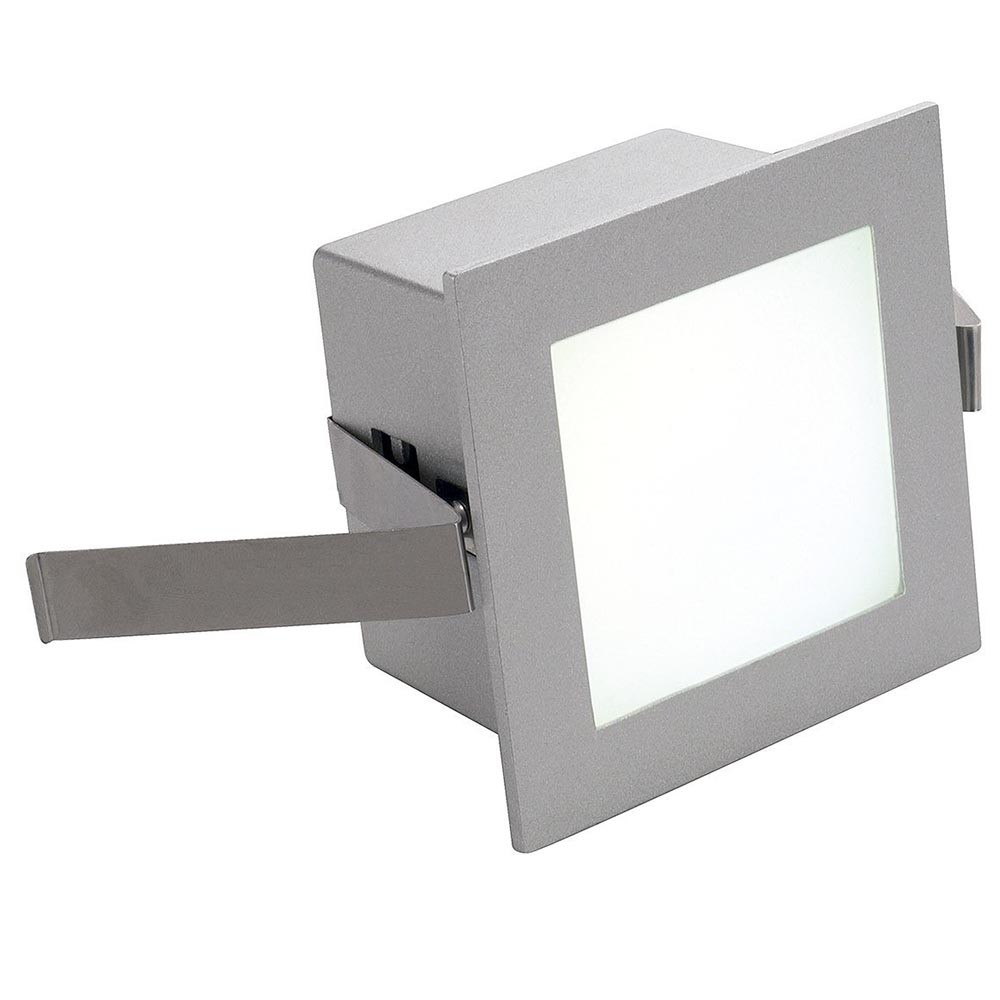 S.Luce SLV Frame Basic LED Einbauleuchte eckig silbergrau Warmweiße LED