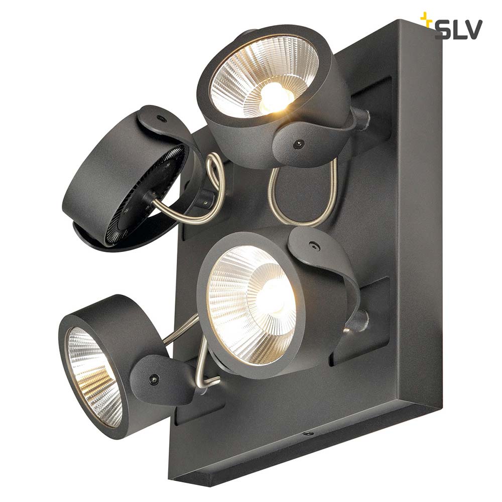 S.Luce SLV Kalu LED 4 Wand- & Deckenleuchte Square Schwarz 3000K