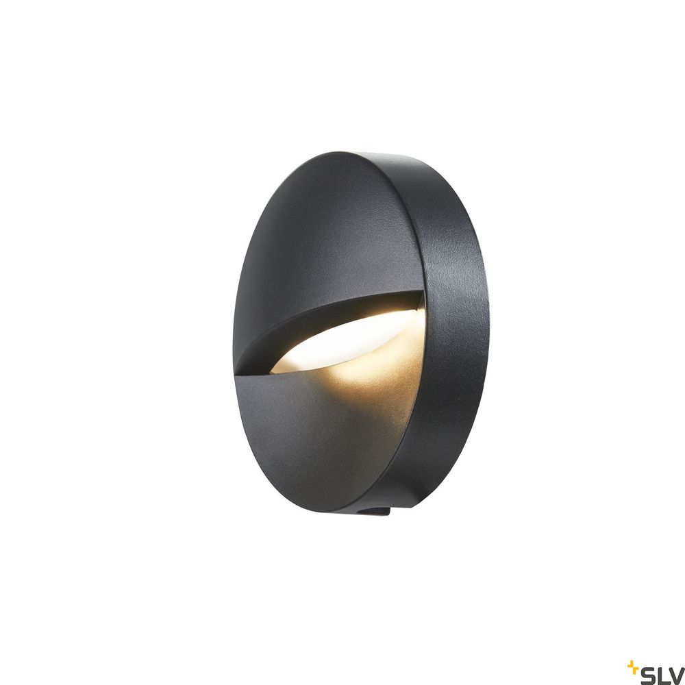 S.Luce Downunder Out Round LED Wandeinbaulampe Anthrazit 3000K