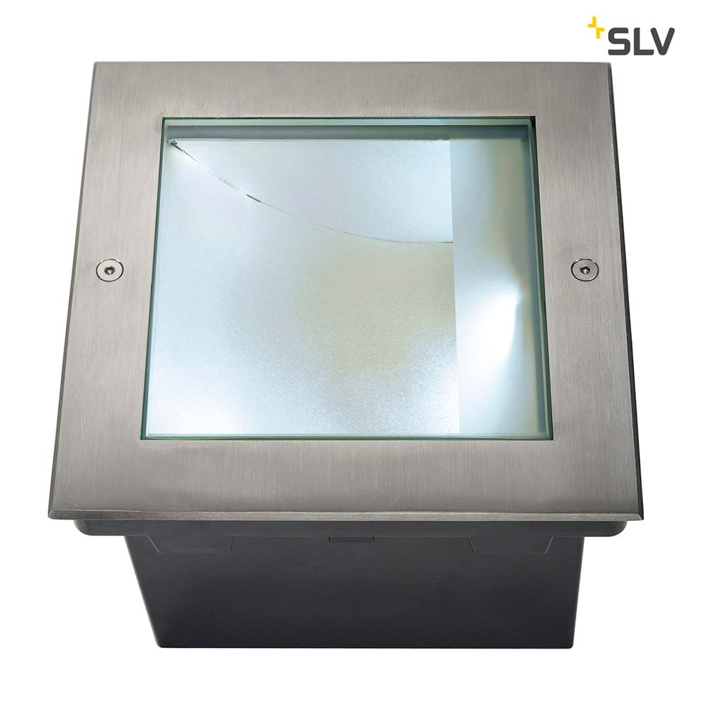 S.Luce SLV Dasar LED Square Bodeneinbauleuchte asymmetrisch Edelstahl 4000K