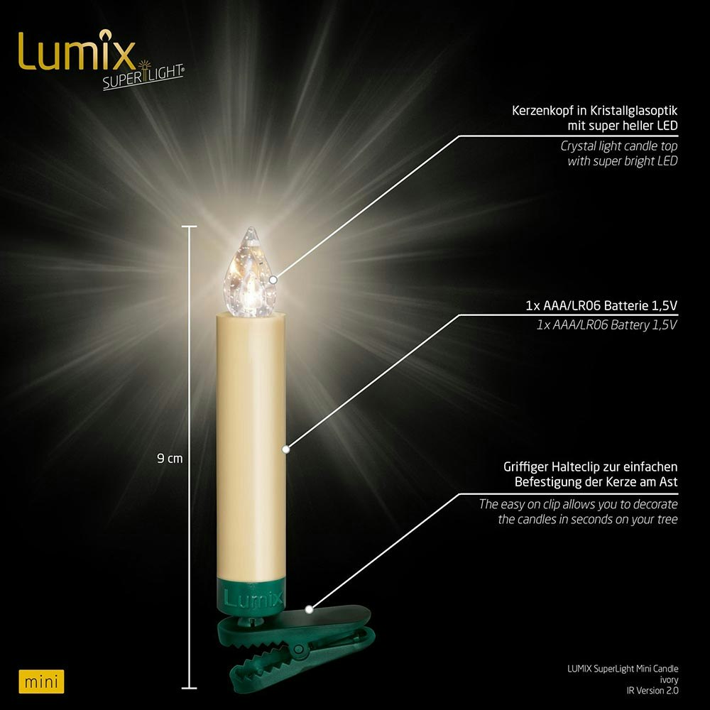 Krinner LED Christbaumkerzen Lumix Superlight Mini Goldfarben Basis thumbnail 6