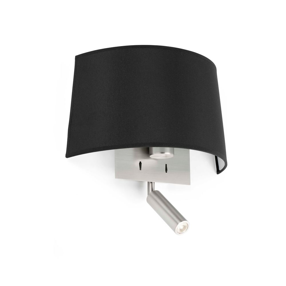 S.Luce Wandlampe VOLTA mit LED-Leselicht 2700K Nickel, Schwarz