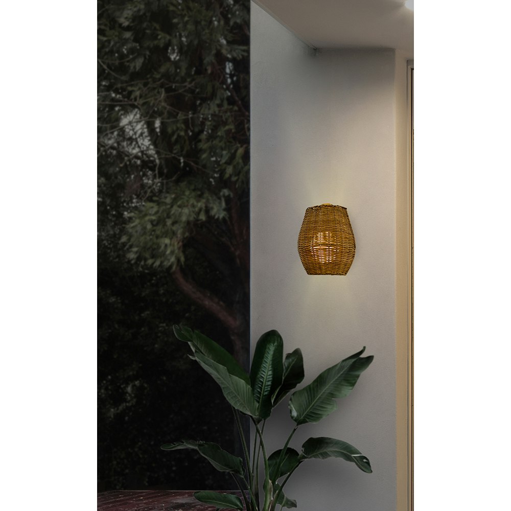Saona Boho-Style LED Wand-Akkuleuchte aus Rattan IP54 thumbnail 5