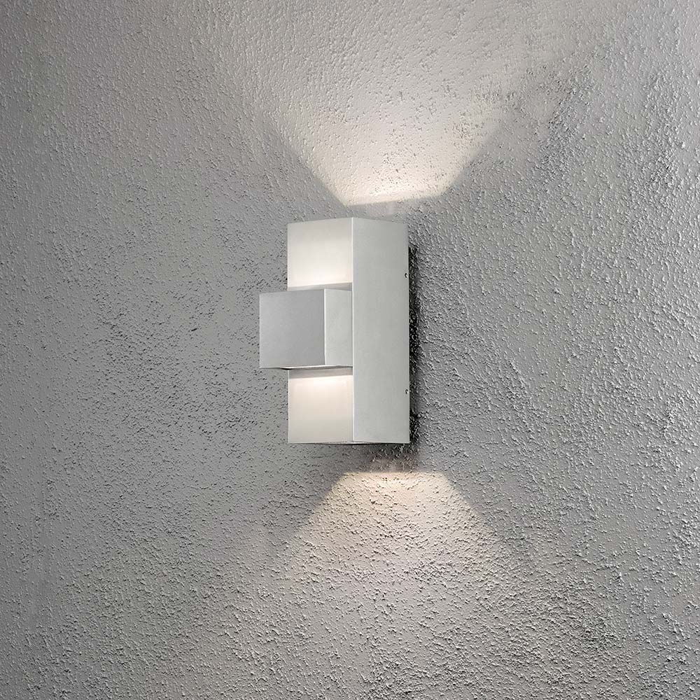 S.Luce Imola LED Außen-Wandleuchte Style Design Grau, opales Acrylglas