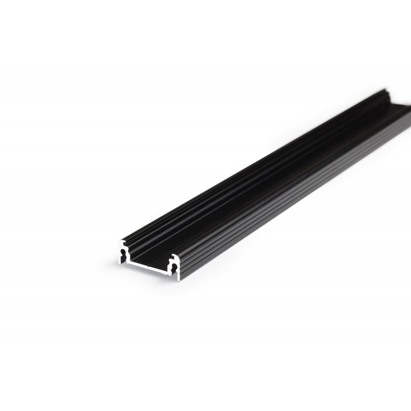 Aufbauprofil flach 200cm Schwarz ohne Abdeckung für LED-Strips thumbnail 1