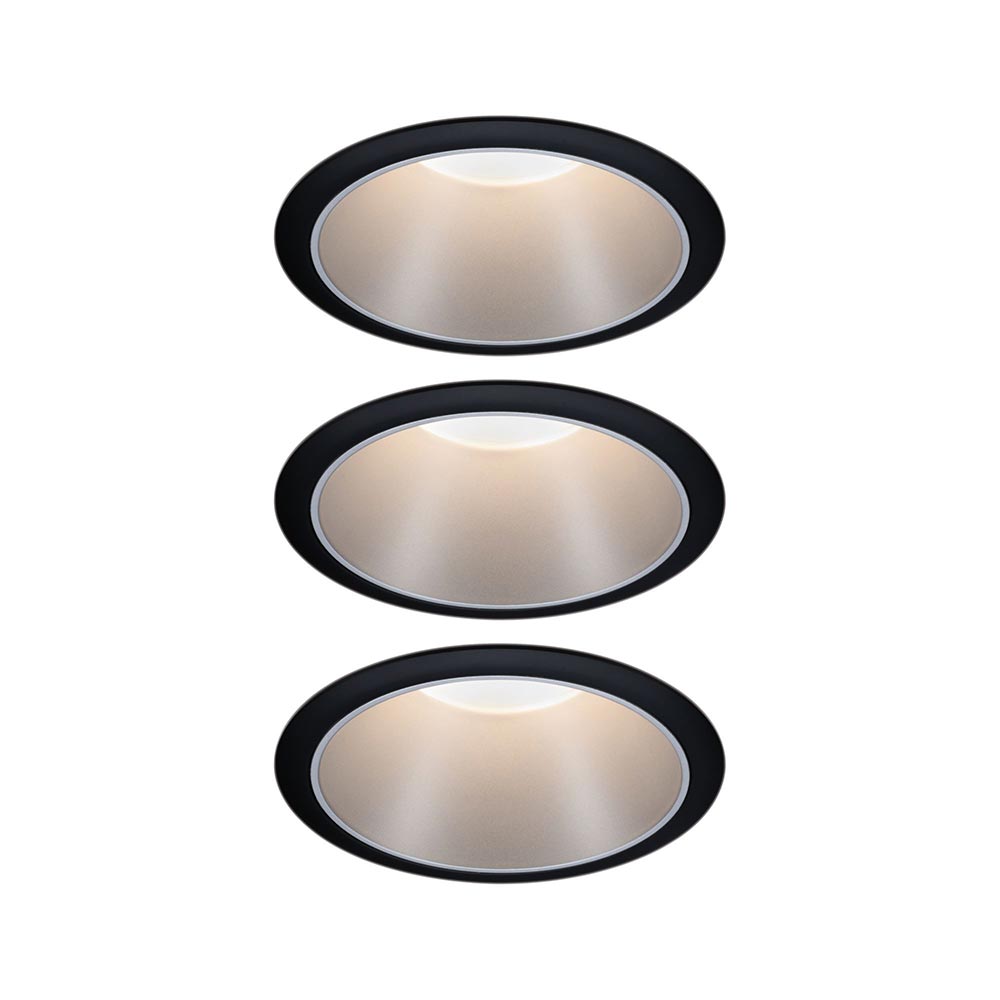 S.Luce LED Einbauleuchte Cole Basis-Set 8,8cm Schwarz, Silber