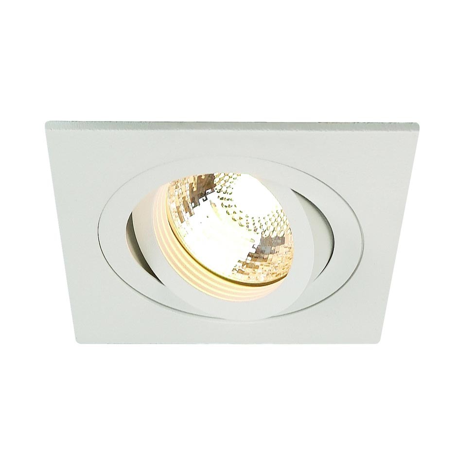 S.Luce SLV New Tria I GU10 Downlight Square Weiß max. 50W inkl. Blattfedern