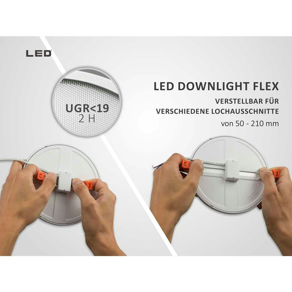 Einbau LED-Panel Ø 23cm Flex dimmbar 23W Ausschnitt 5-21cm neutralweiß zoom thumbnail 3
