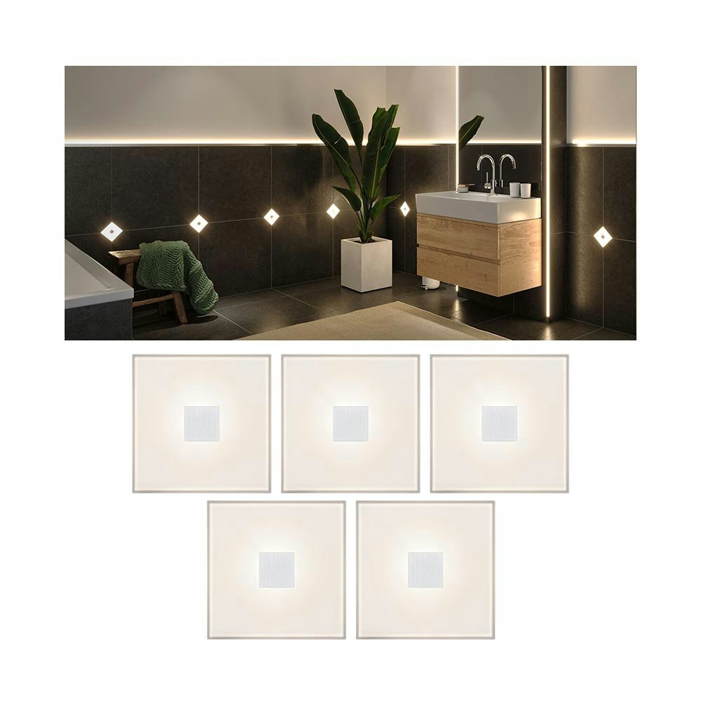 LumiTiles LED Fliesen Square 5er-Set Metall Kunststoff, Weiß 1