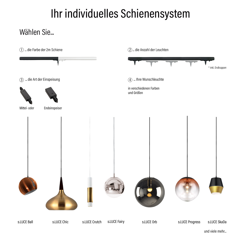 S.Luce SLV 1-Phasen Hochvoltschienensystem für HV-Pendelleuchten 2m