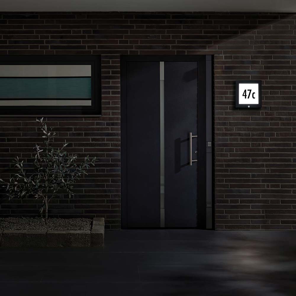 Paulmann LED Hausnummer Außen-Panel 30x30cm IP44 Bewegungsmelder Anthrazit 94254 