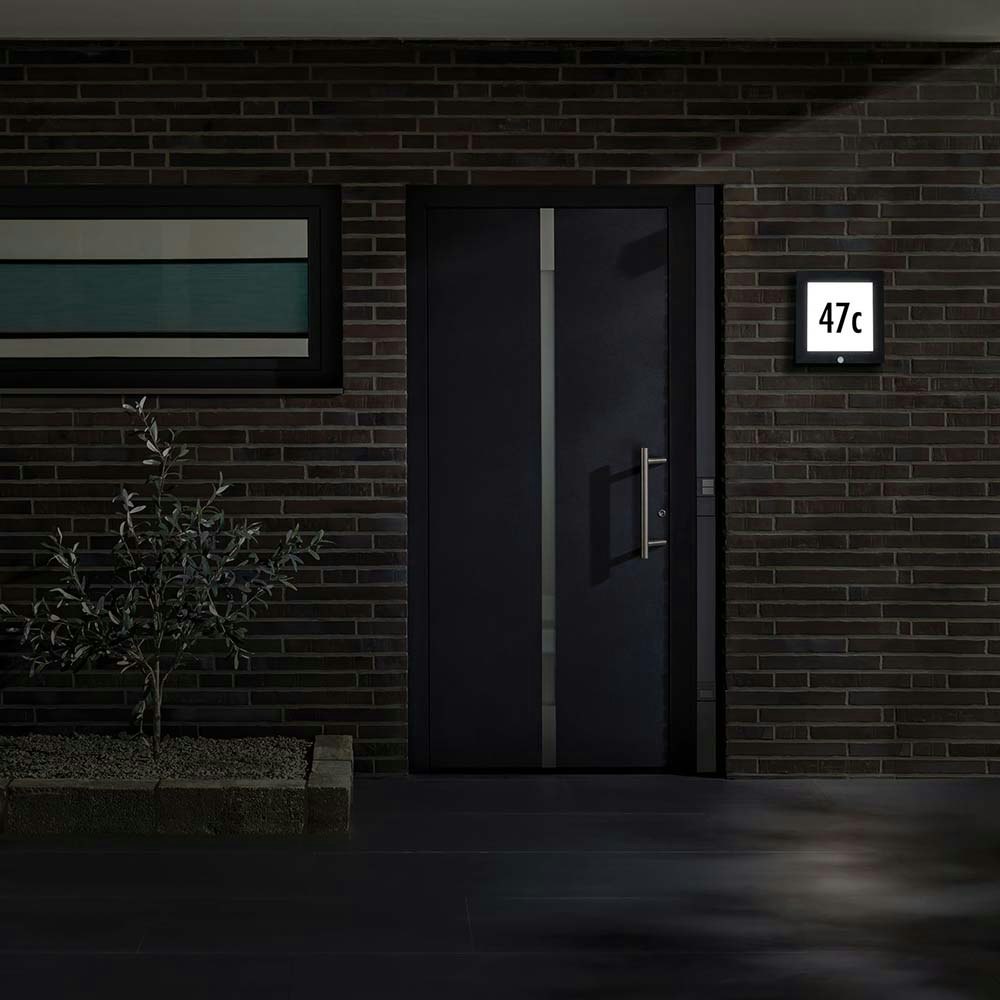 LED Hausnummer Außen-Panel 30x30cm IP44 Bewegungsmelder Anthrazit thumbnail 3