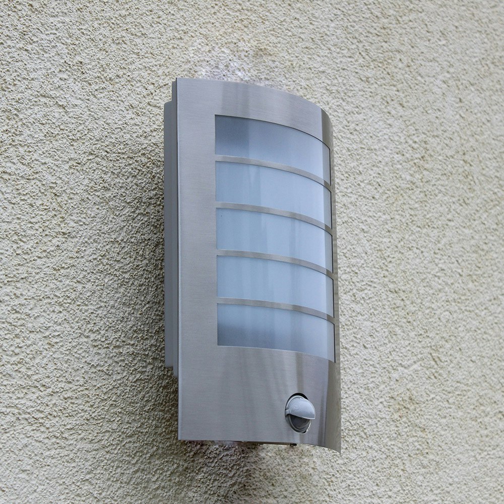 LED Außen-Wandlampe Slim mit Sensor IP44 Edelstahl thumbnail 1