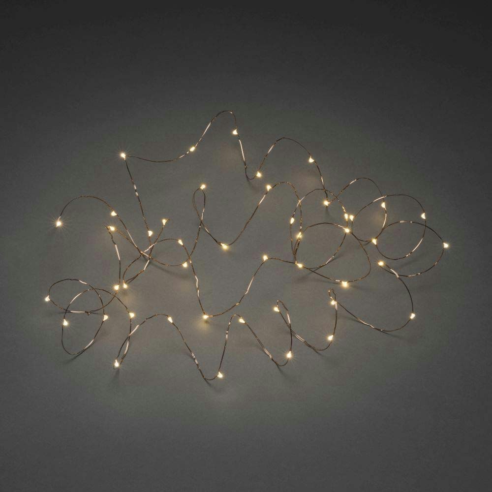 Guirlande lumineuse LED en forme de goutte 50 diodes couleur ambre fil métallique couleur cuivre 1