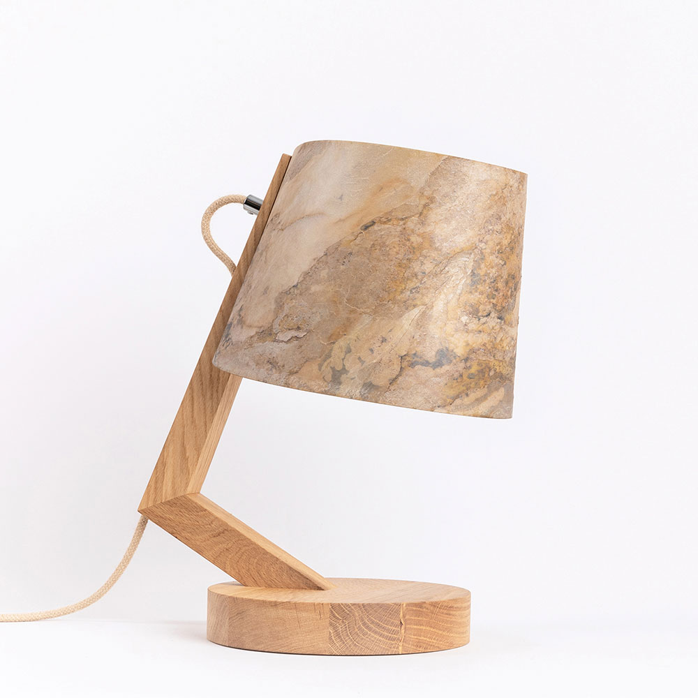 S.Luce Holz Tischlampe mit Schirm Zylindrisch