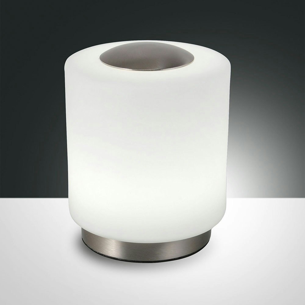 Simi LED Tischleuchte mit Glasschirm Nickel-Satiniert, Weiß 2