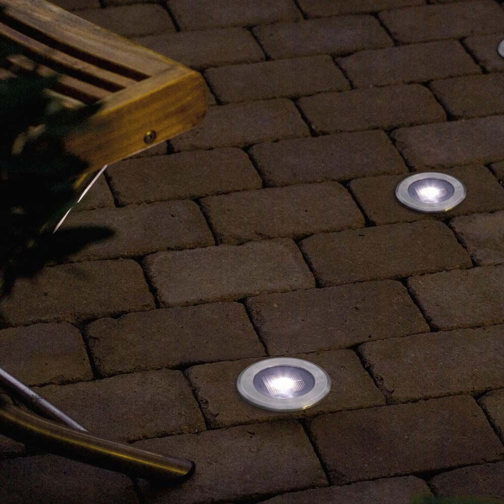 S.Luce Solar LED Bodenspot Edelstahl, klares Glas