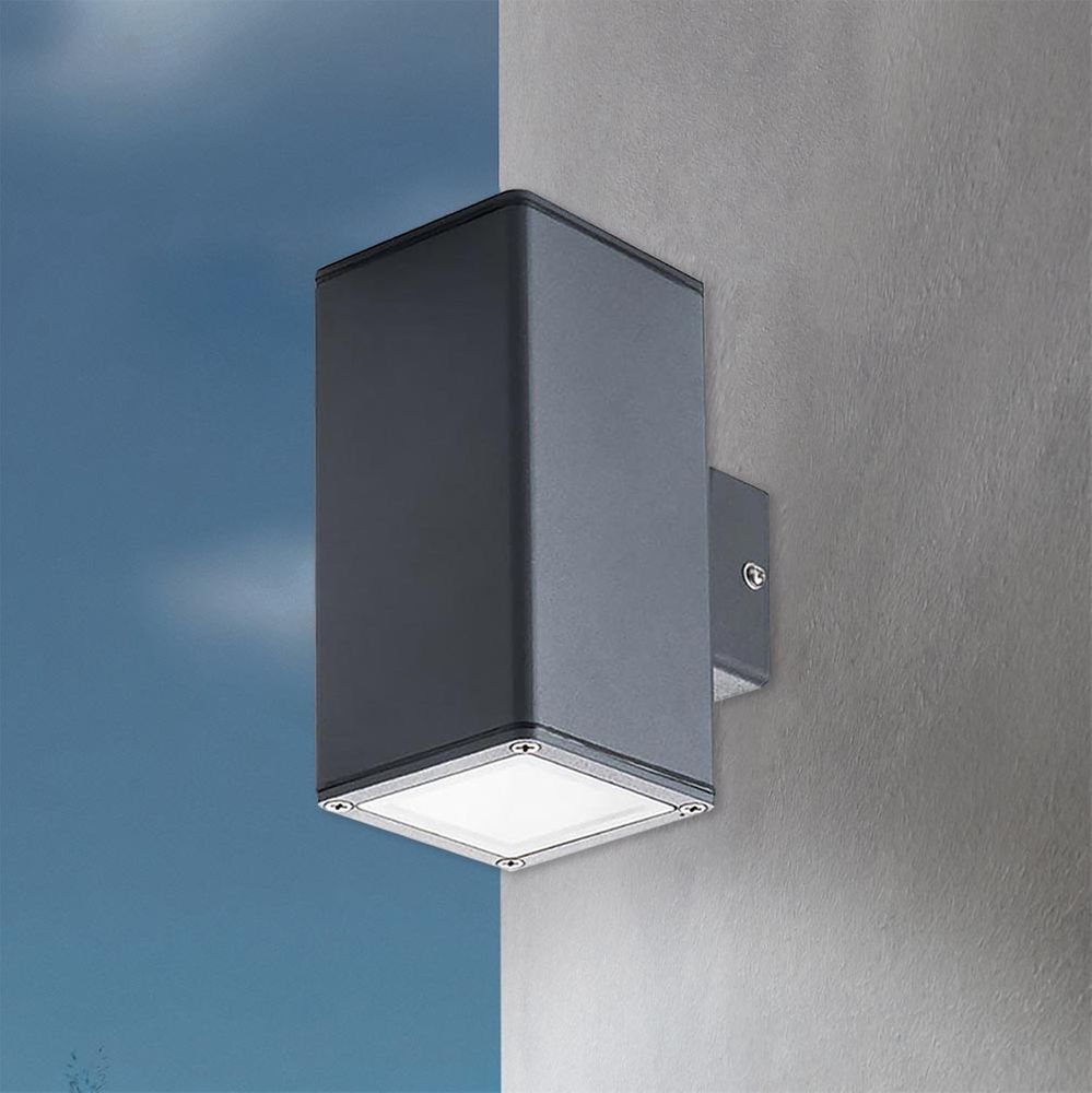 S.Luce Eckige Außenwandlampe Gori Up&Down IP44 Anthrazit