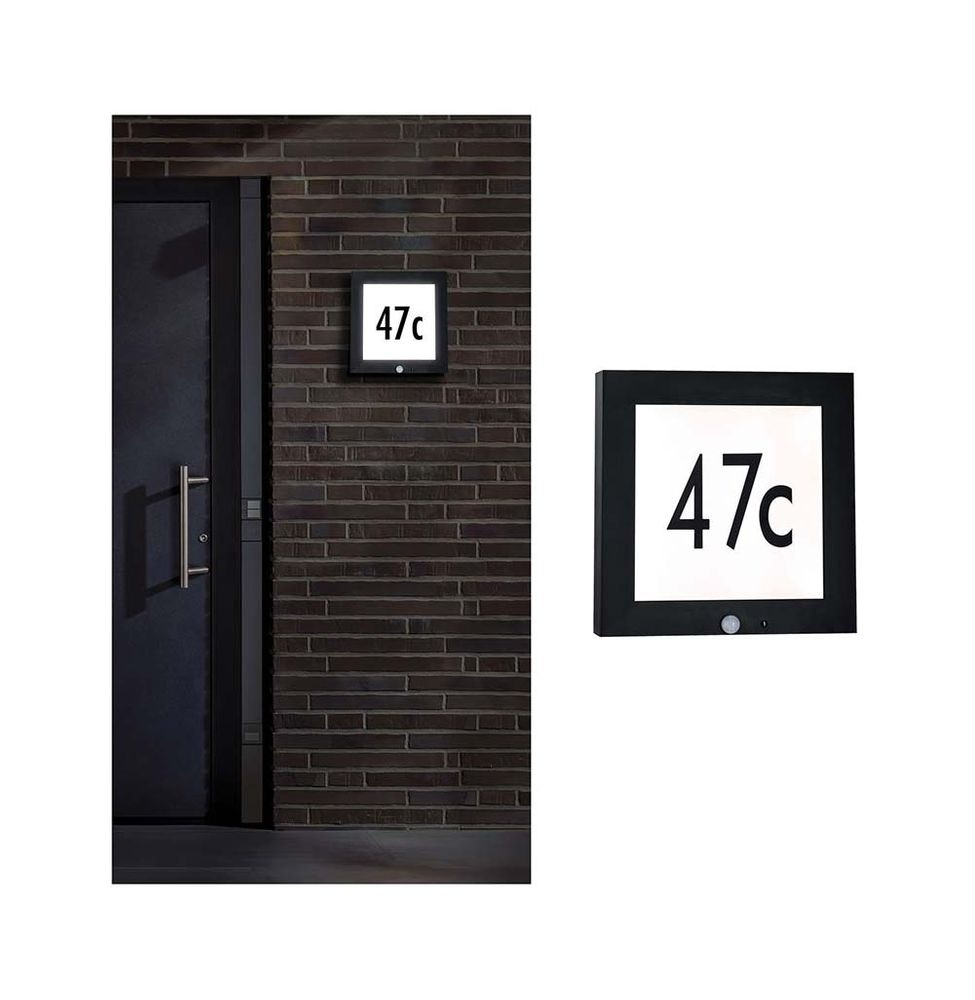 LED Hausnummer Außen-Panel 30x30cm IP44 Bewegungsmelder Anthrazit thumbnail 1