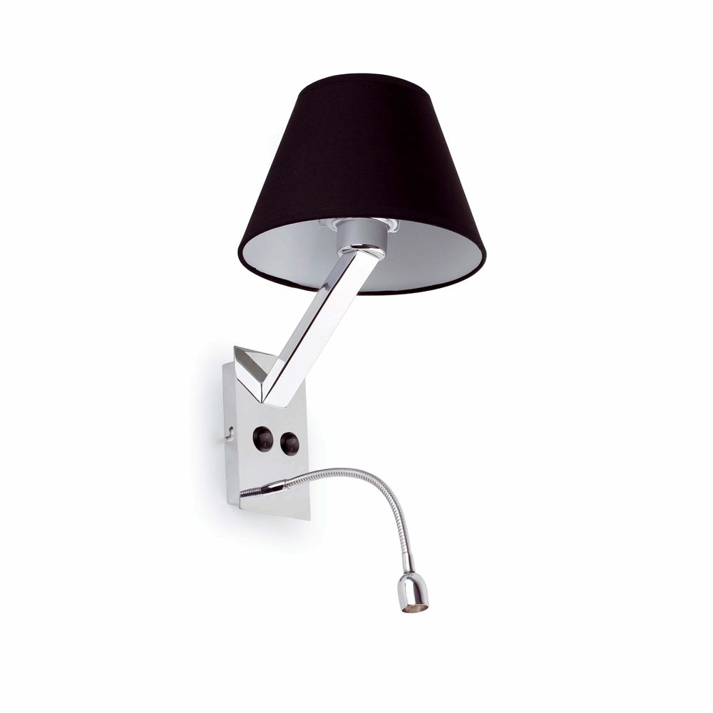 S.Luce Wandlampe MOMA-2 mit LED-Lesearm Chrom, Schwarz