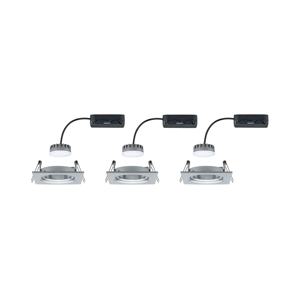 S.Luce 3er-Set LED Einbaulampe Nova Plus Coin Dimmbar 2700K Alu