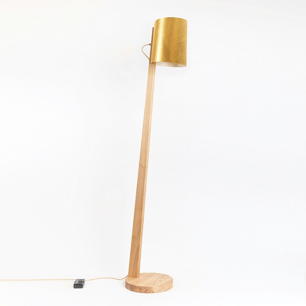Holz Stehlampe mit Schirm Zylindrisch 167cm zoom thumbnail 1