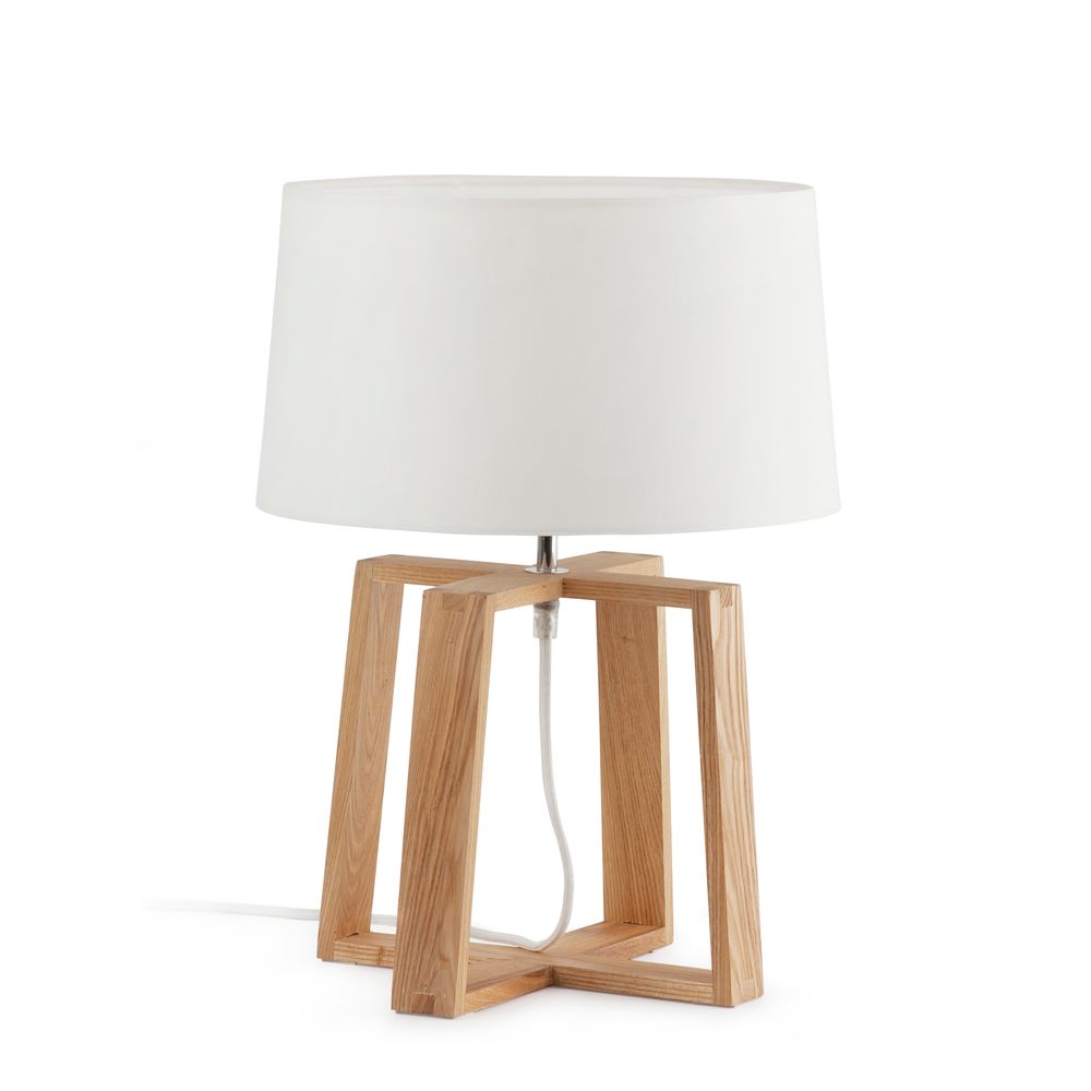 S.Luce Holz Tischlampe BLISS Braun, Weiß