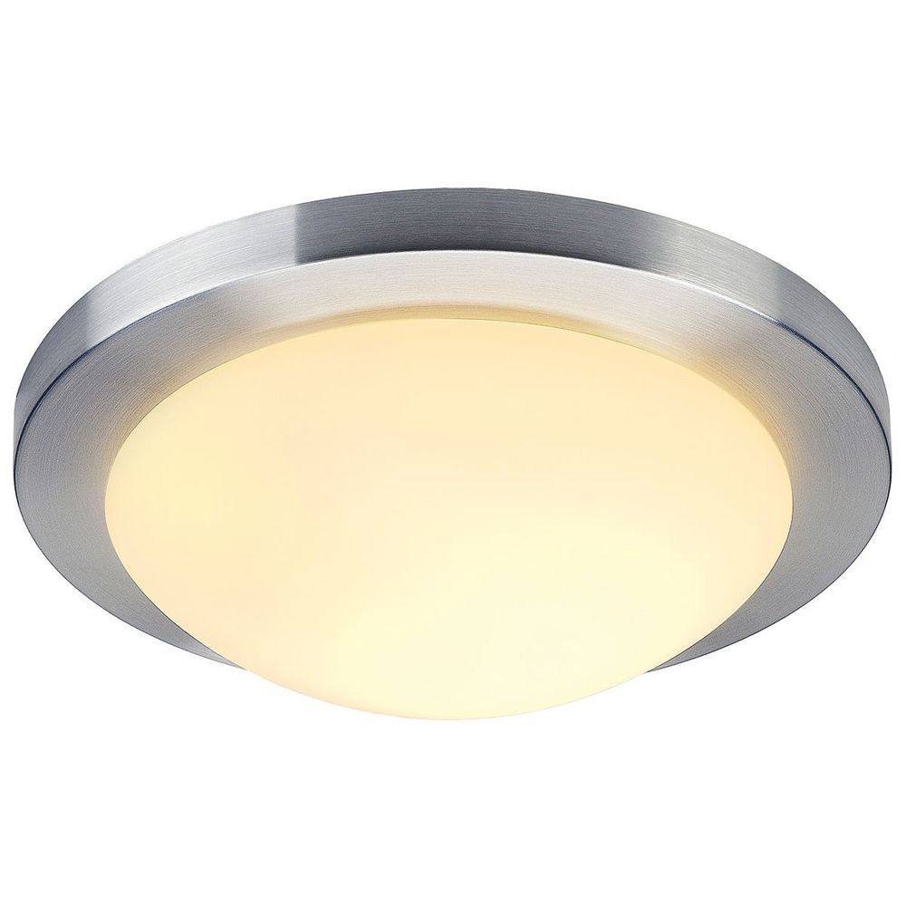 S.Luce SLV MELAN Deckenleuchte rund alu brushed satiniertes Glas E27 max. 60W